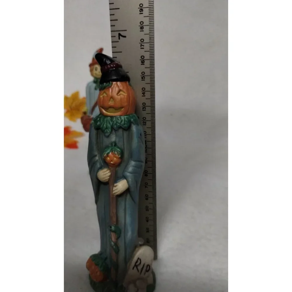 Vintage Haunted Haven Pencil Halloween Scarecrow & Pumpkin Figurines‎